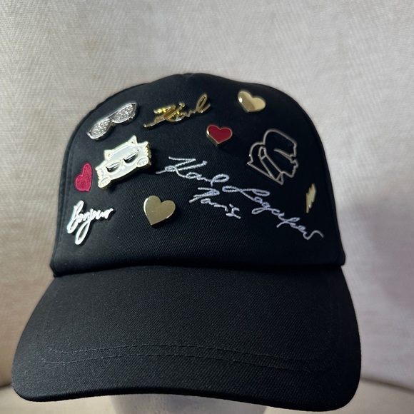 Karl Lagerfeld Accessories - Karl Lagerfeld Black Cap with Gold and Red Details